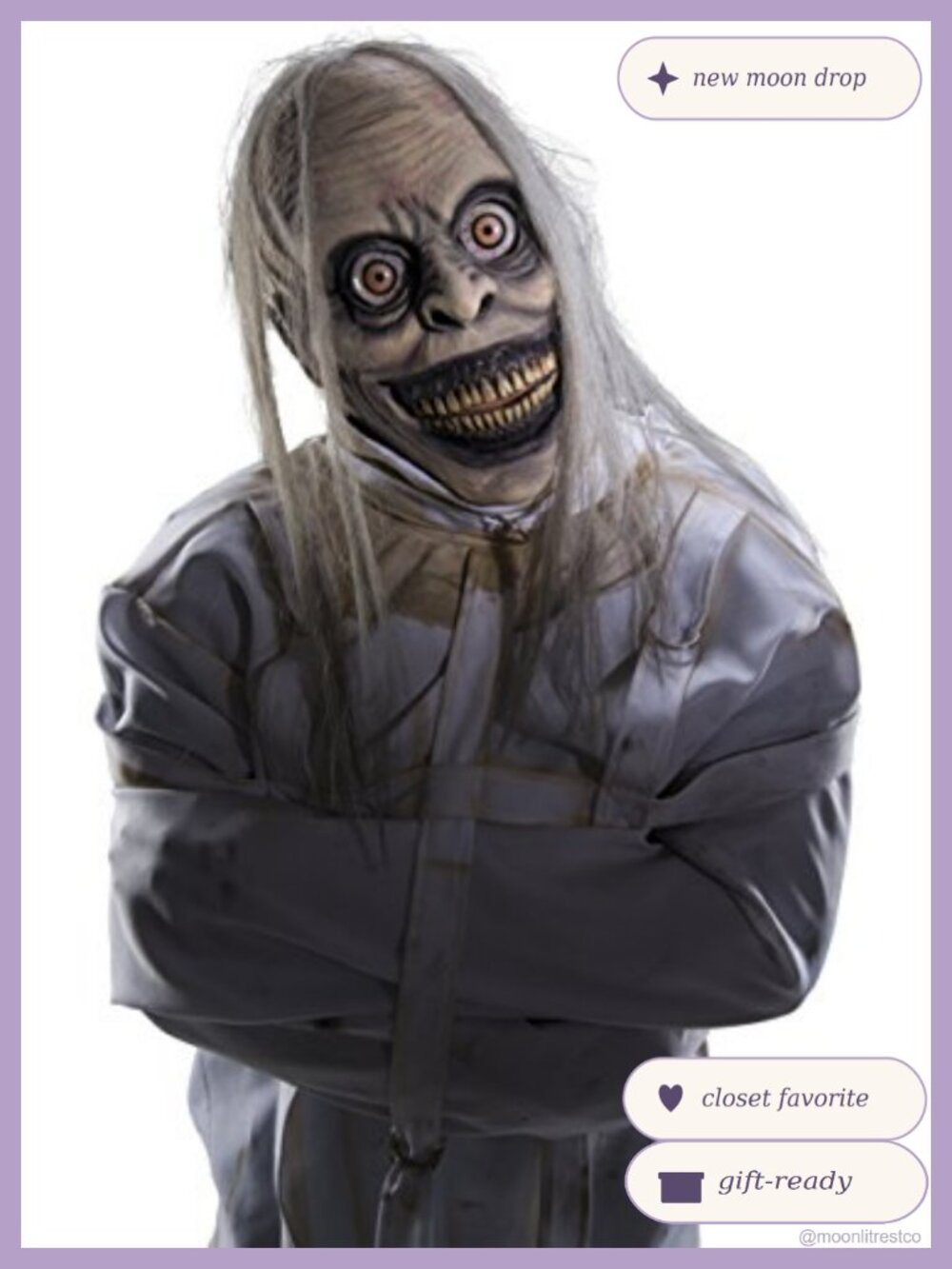 Latex Horror Mask with Hair See-Through Eyes Adult Costume